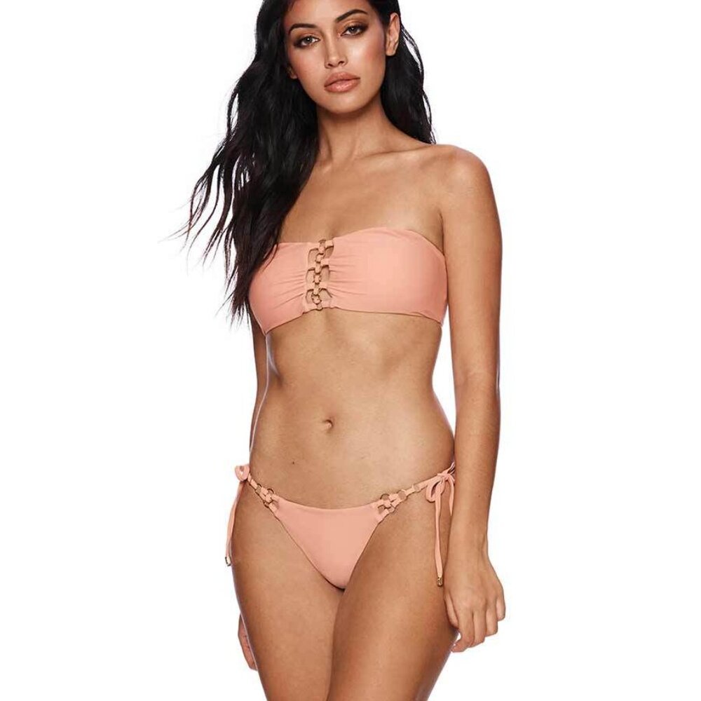 BRAND NEW 2PC BEACH BUNNY IRELAND L Top BANDEAU XS tie side bottom NWT